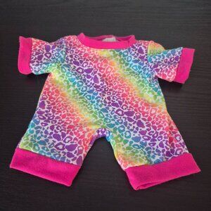 Build A Bear Rainbow Pajamas Cheetah Print Sleeper Clothing Outfit